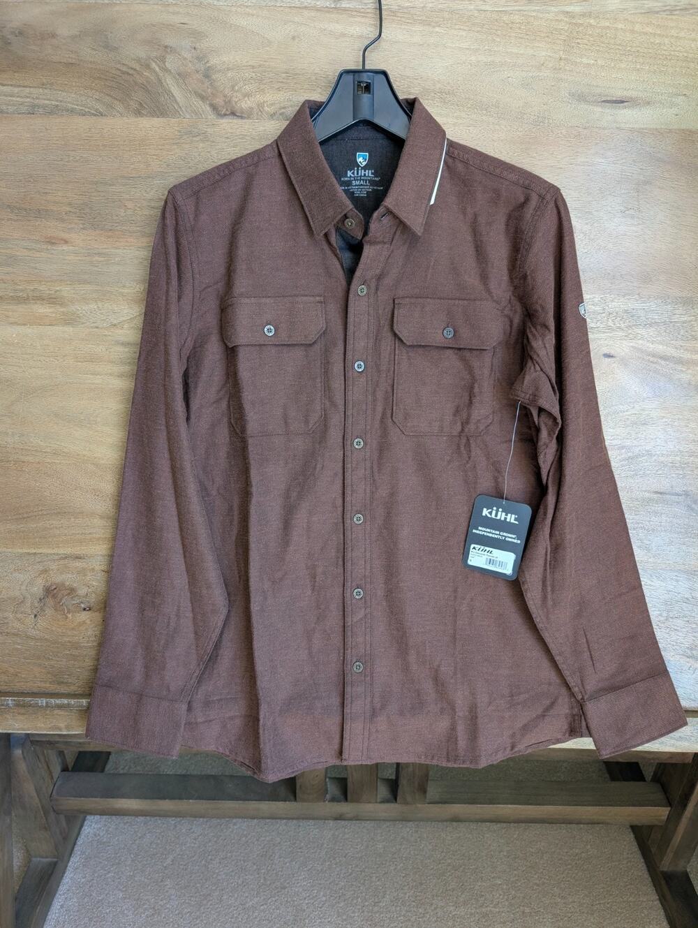 NWT Kuhl Descendr Flannel Shirt Mens Small Rustic Brick Long Sleeve Button Up